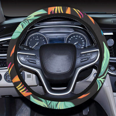 Tropical Palm Leaves Hawaiian Flower Steering Wheel Cover with Elastic Edge