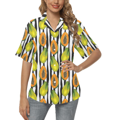 Papaya Pattern Print Design PP01 Women's Hawaiian Shirt