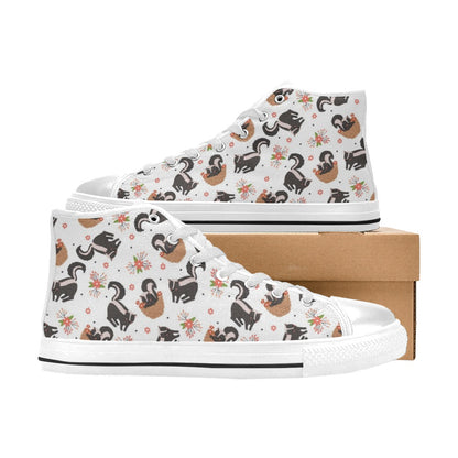 Skunk Print Design LKS304 High Top Women's White Shoes