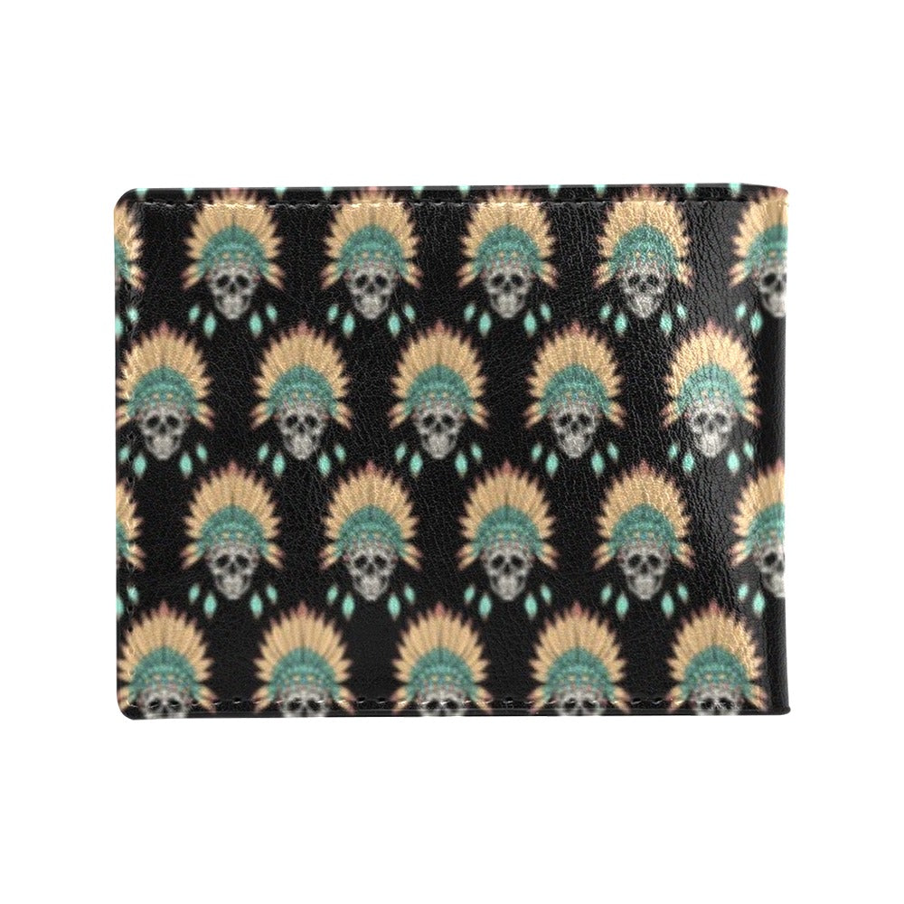 American indian Skull Pattern Men's ID Card Wallet