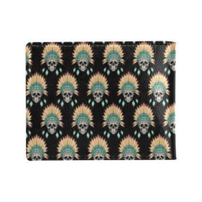 American indian Skull Pattern Men's ID Card Wallet