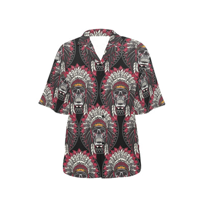 Native Indian Skull Women's Hawaiian Shirt