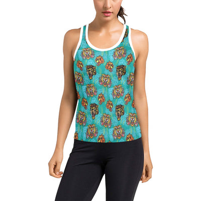 Tattoo Tiger Head Print Design LKS304 Women's Racerback Tank Top