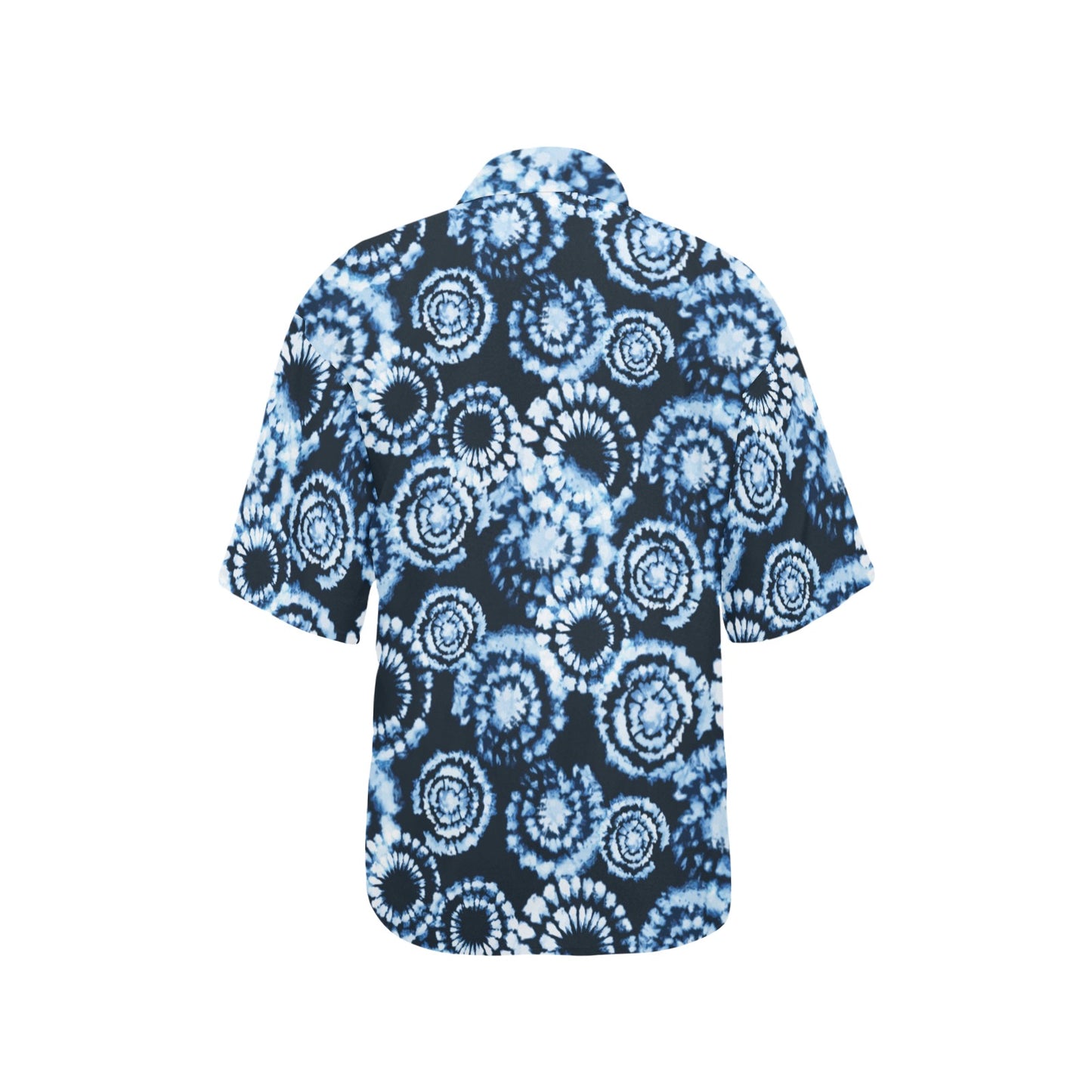 Tie Dye Dark Blue Print Design LKS306 Women's Hawaiian Shirt