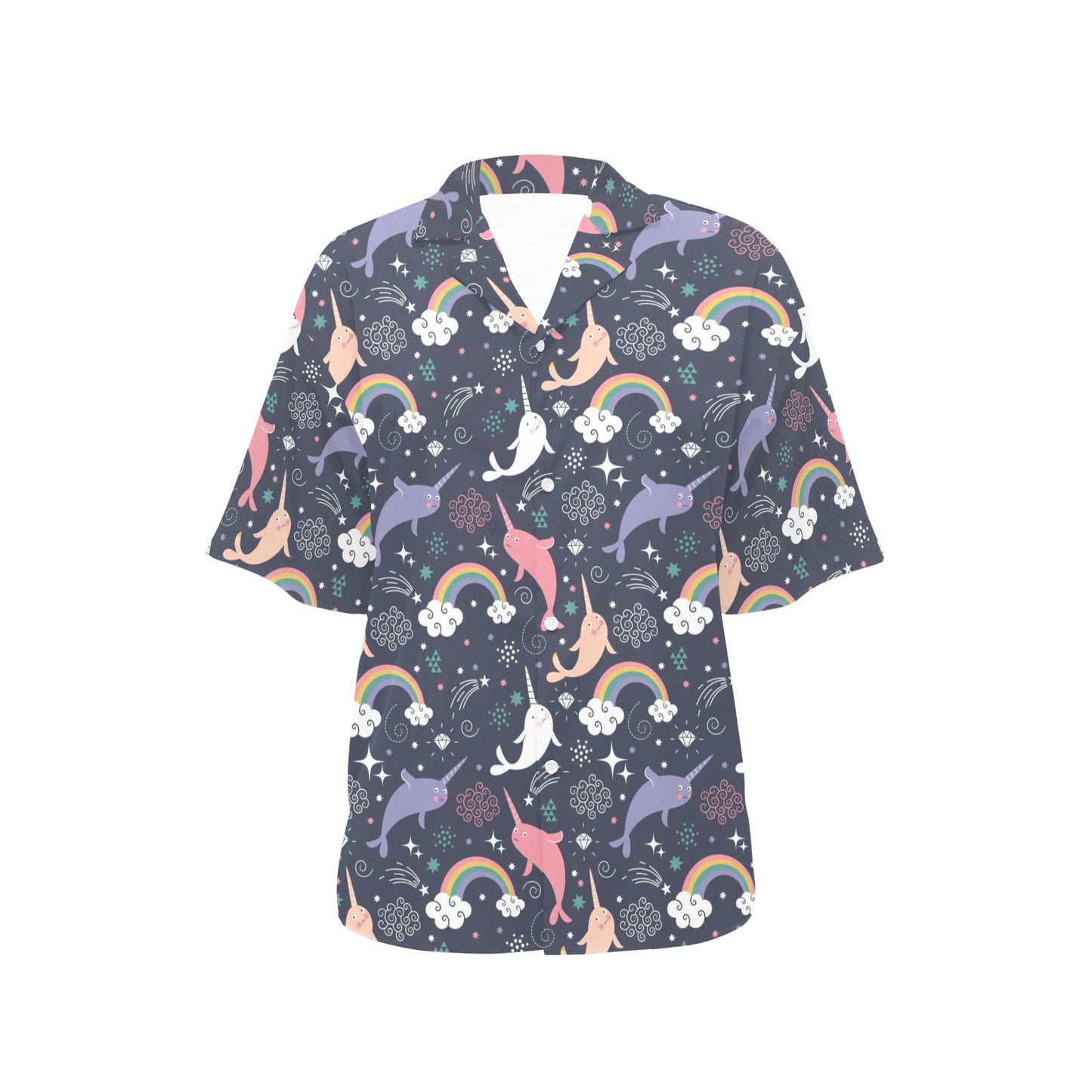 Narwhal Pattern Print Design 01 Women's Hawaiian Shirt