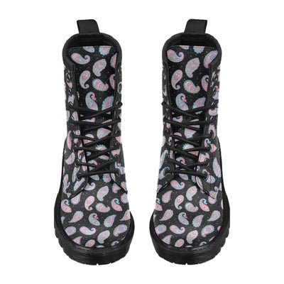 Paisley Pink Design Mandala Print Women's Boots