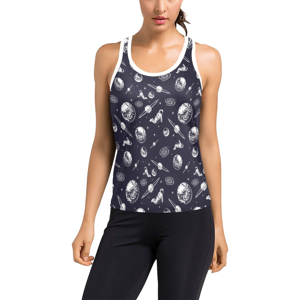 Space Astronaut Print Design LKS302 Women's Racerback Tank Top