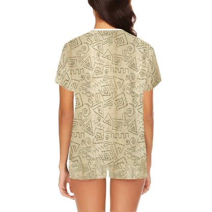 Ancient Greek Print Design LKS3013 Women's Short Pajama Set