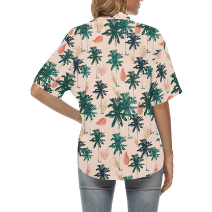Palm Tree Pattern Print Design PT014 Women's Hawaiian Shirt