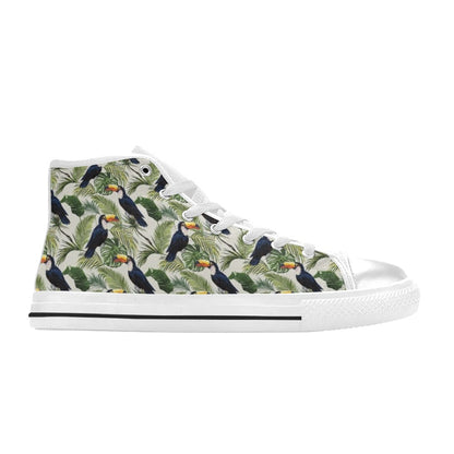 Toucan Print Design LKS308 High Top Women's White Shoes