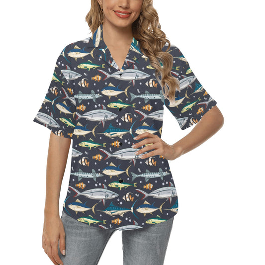 Swordfish Pattern Print Design 04 Women's Hawaiian Shirt