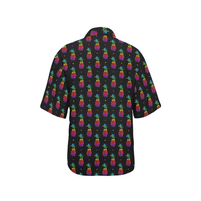 Pineapple Rainbow Dot Print Women's Hawaiian Shirt