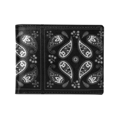 Bandana Paisley Black Print Design LKS308 Men's ID Card Wallet