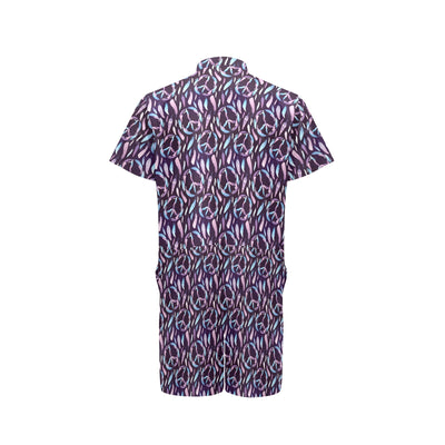 Peace Sign Feather Design Print Men's Romper