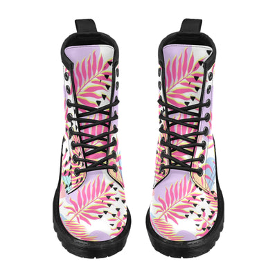 Pink Tropical Palm Leaves Women's Boots