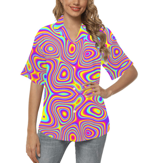 Liquid Pattern Print Design 06 Women's Hawaiian Shirt