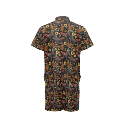 Chicken Embroidery Style Men's Romper