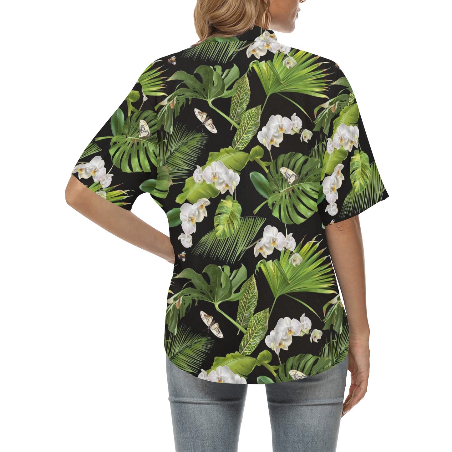 Tropical Flower Pattern Print Design TF026 Women's Hawaiian Shirt
