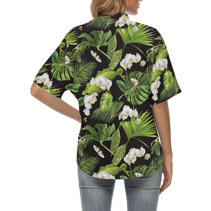 Tropical Flower Pattern Print Design TF026 Women's Hawaiian Shirt