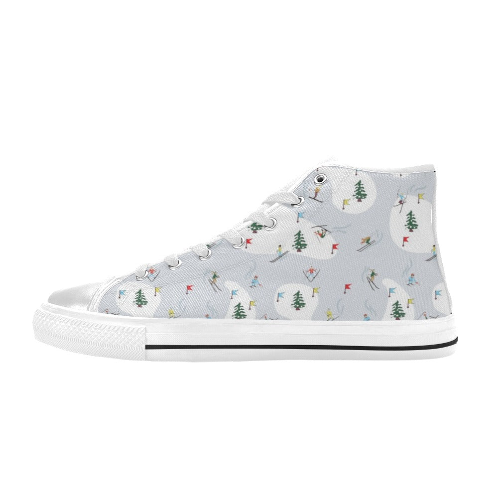 Ski Print Design LKS305 High Top Women's White Shoes
