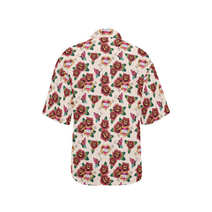 Tattoo Rose Print Design LKS302 Women's Hawaiian Shirt