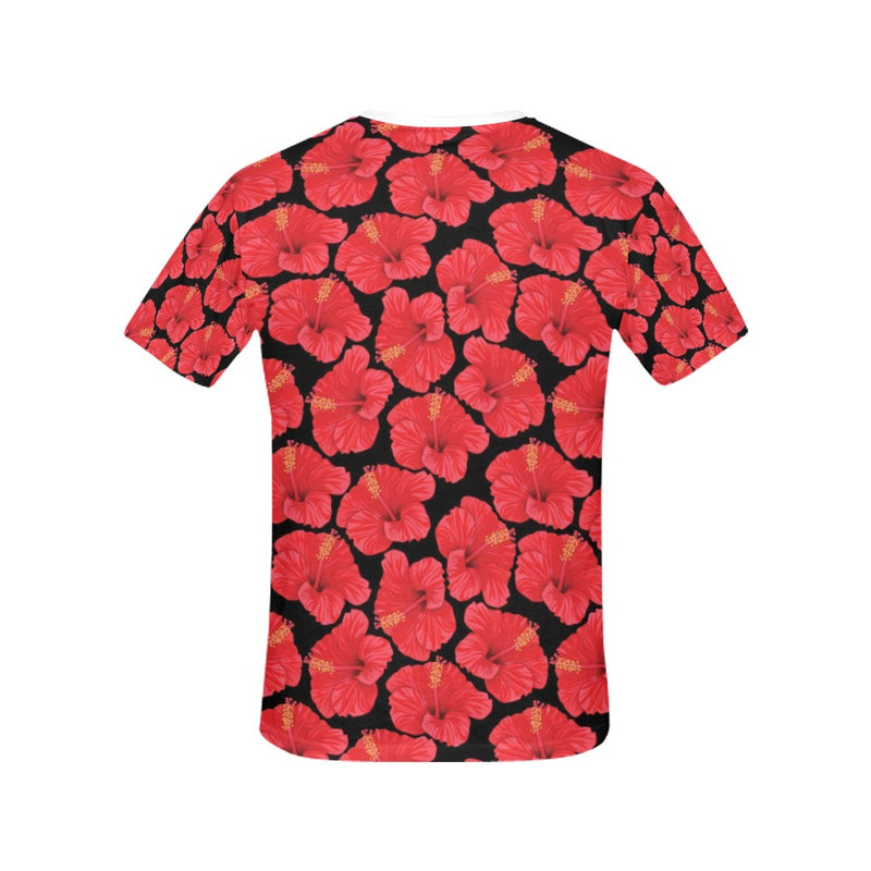 Hibiscus Red Pattern Print Design LKS306 Women's  T-shirt