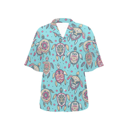 Sea Turtle Art Pattern Women's Hawaiian Shirt