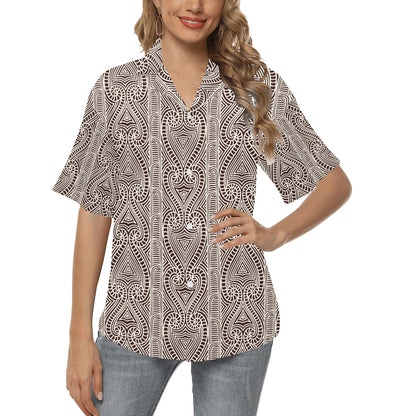 Maori Pattern Print Design 04 Women's Hawaiian Shirt
