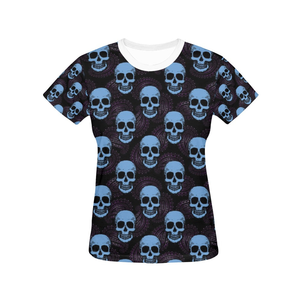 Skull Print Design LKS3012 Women's  T-shirt