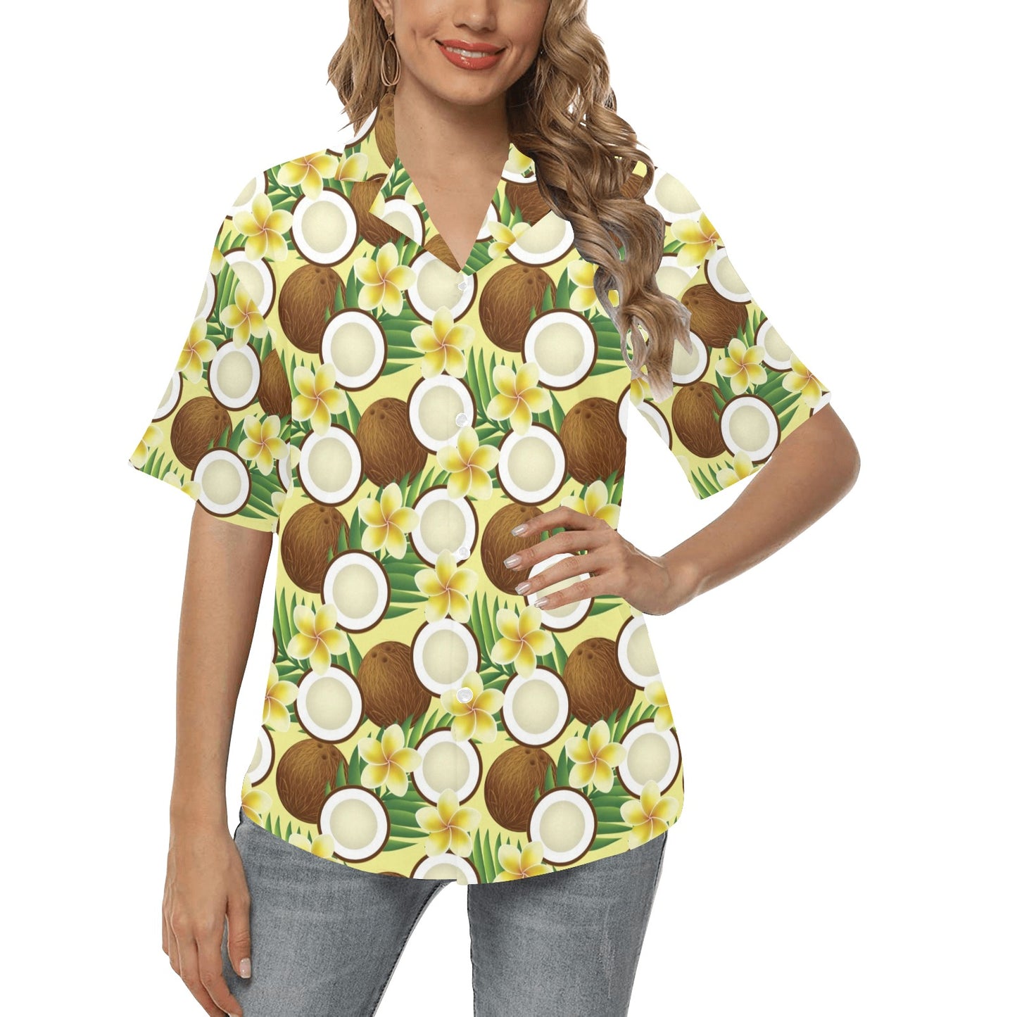 Coconut Pattern Print Design CN02 Women's Hawaiian Shirt