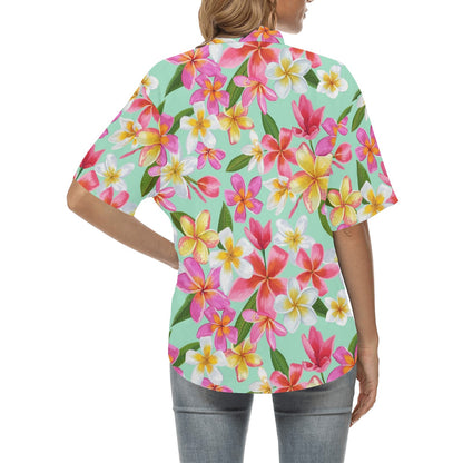 Plumeria Pattern Print Design PM014 Women's Hawaiian Shirt