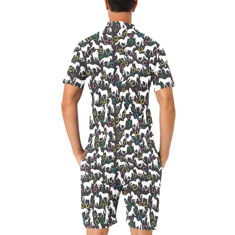 Horse Hoof Colorful Print Design LKS301 Men's Romper