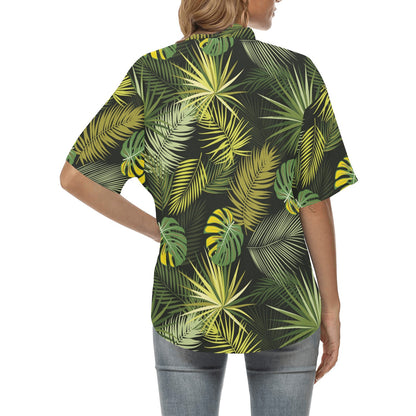 Palm Leaf Pattern Print Design A05 Women's Hawaiian Shirt
