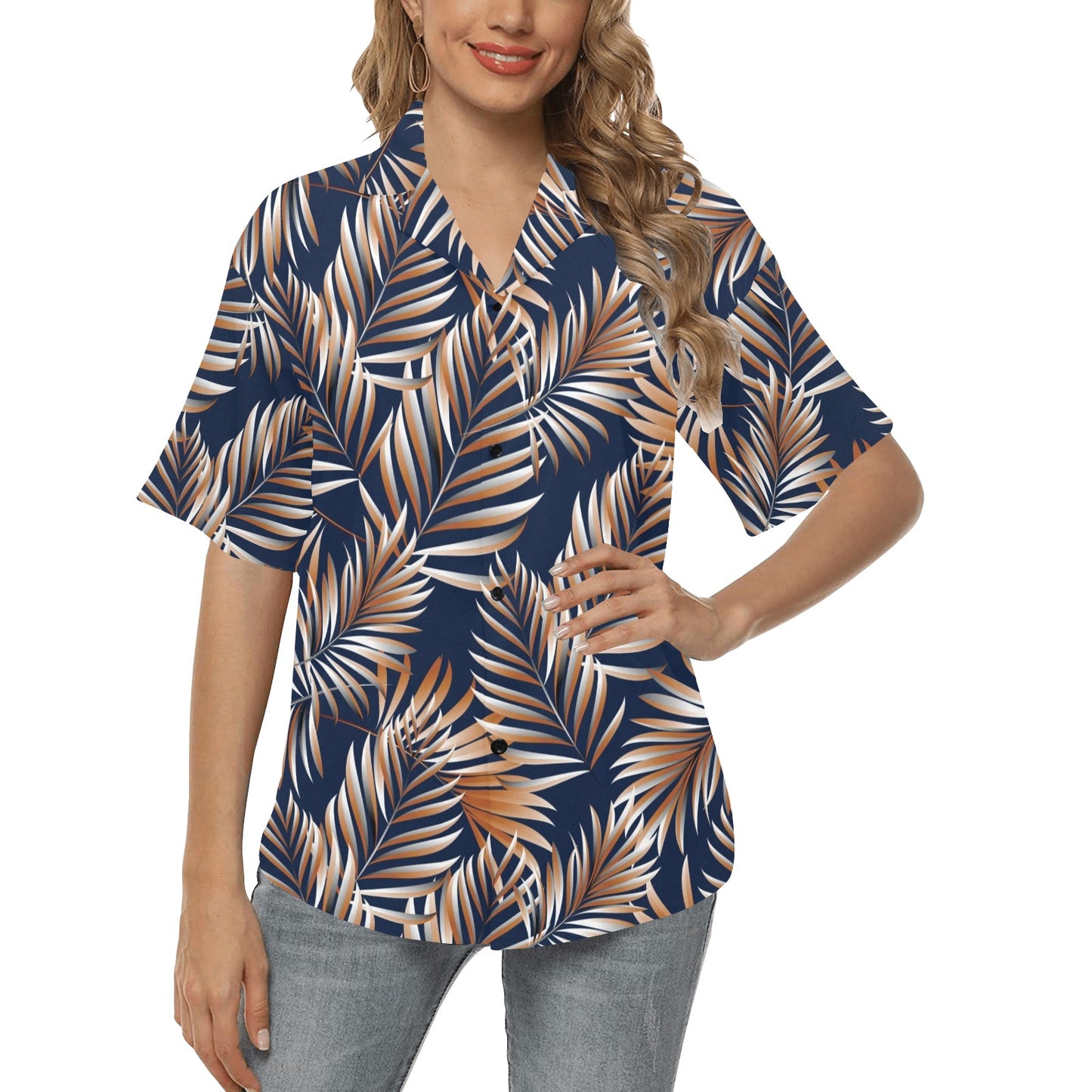Tropical Flower Pattern Print Design TF07 Women's Hawaiian Shirt