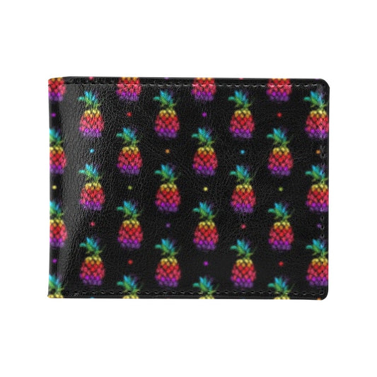 Pineapple Rainbow Dot Print Men's ID Card Wallet