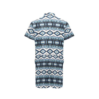 Navajo Dark Blue Print Pattern Men's Romper