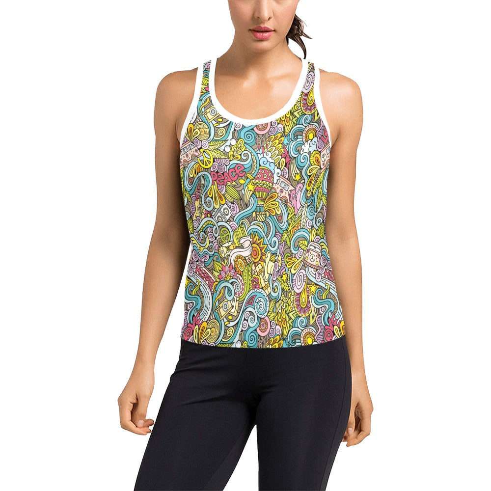 Hippie Print Design LKS301 Women's Racerback Tank Top