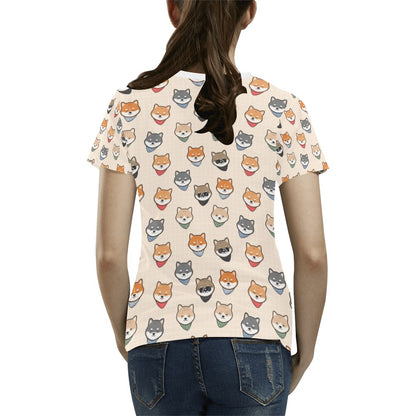 Shiba Inu Print Design LKS3010 Women's  T-shirt
