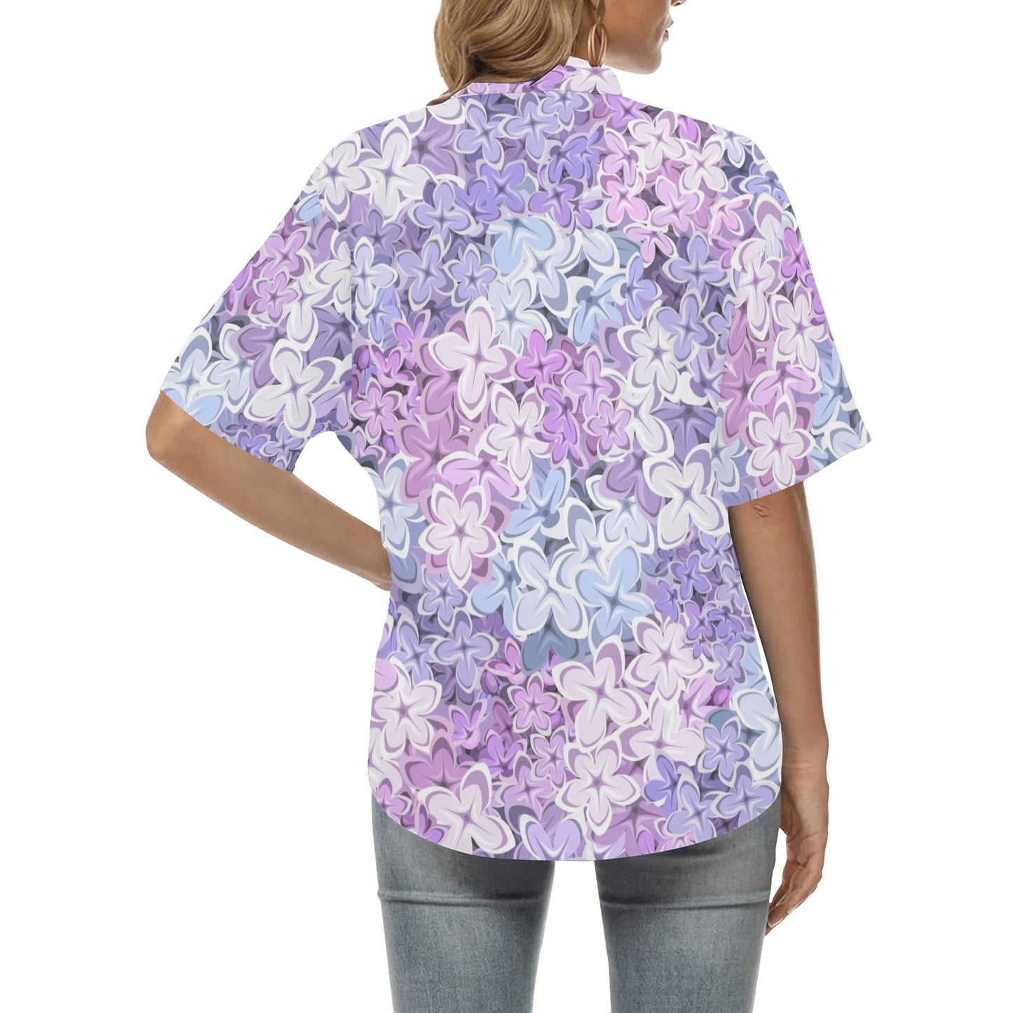 Lilac Pattern Print Design LI01 Women's Hawaiian Shirt