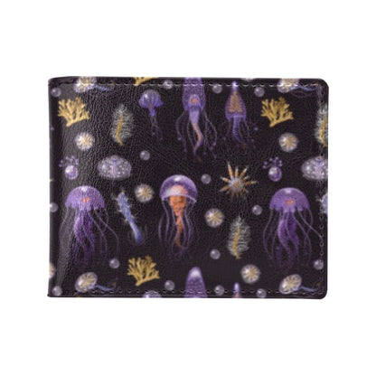 Seaweed With Jelly Fish Print Design LKS305 Men's ID Card Wallet