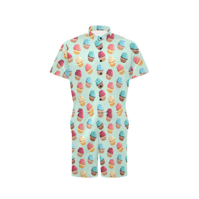 Cupcake Pattern Print Design 01 Men's Romper