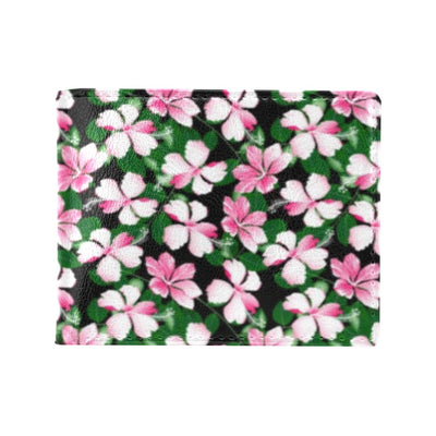 Hibiscus Pink Flower Hawaiian Print Men's ID Card Wallet