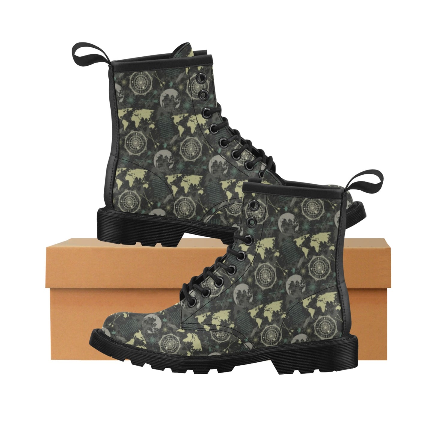 World Map Print Design LKS303 Women's Boots