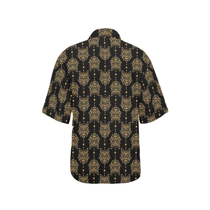Aztec Wolf Pattern Print Design 04 Women's Hawaiian Shirt