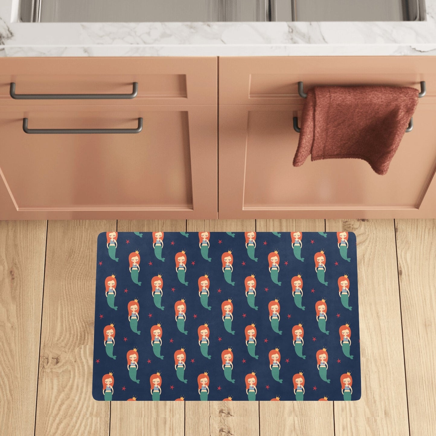 Mermaid Girl Pattern Print Design 01 Kitchen Mat