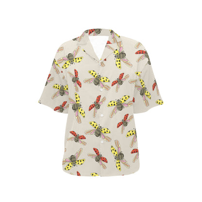 Ladybug Pattern Print Design 04 Women's Hawaiian Shirt