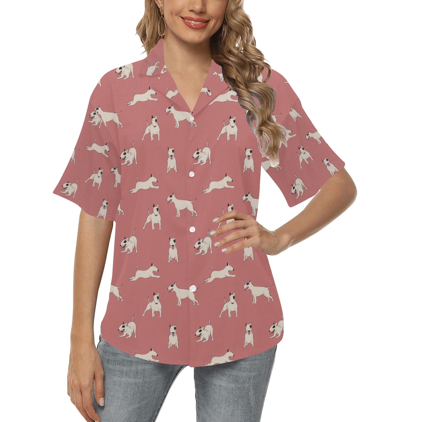 Bull Terriers Pattern Print Design 09 Women's Hawaiian Shirt