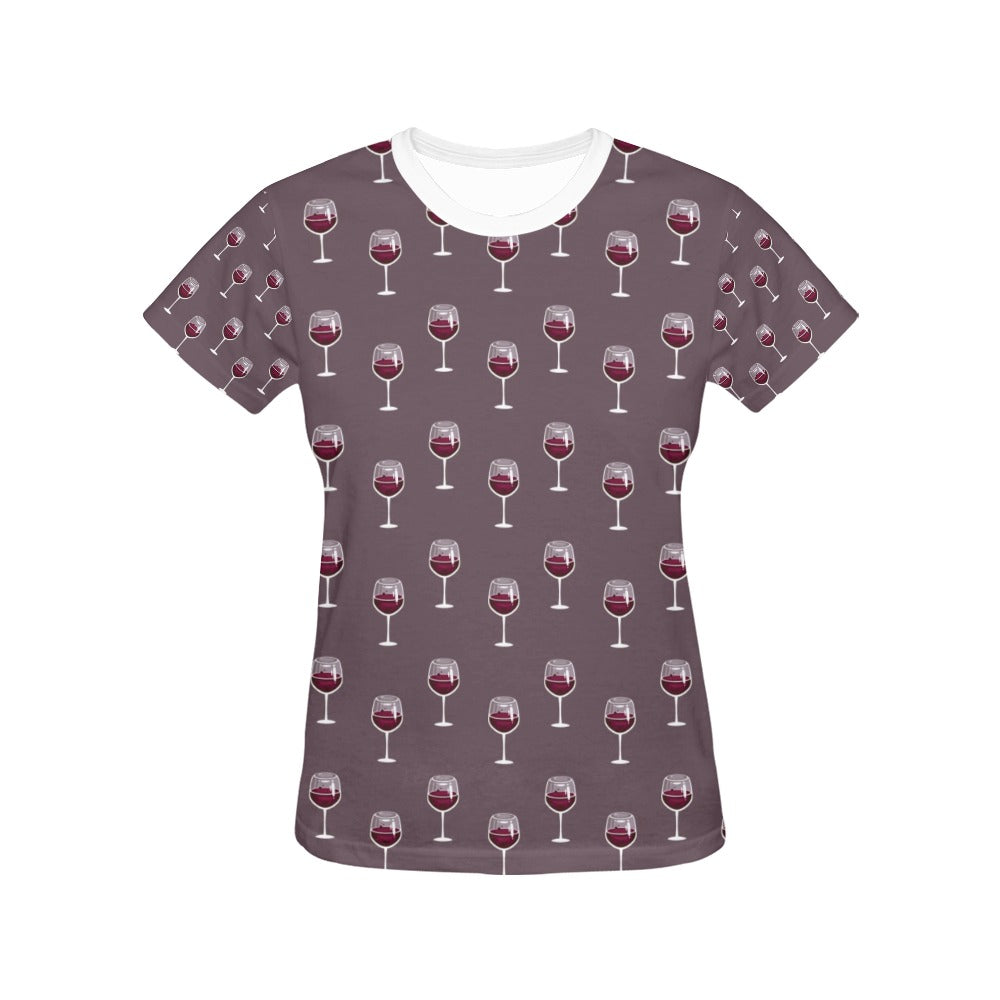 Wine Glass Pattern Print Design LKS305 Women's  T-shirt