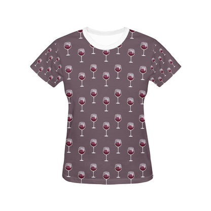 Wine Glass Pattern Print Design LKS305 Women's  T-shirt