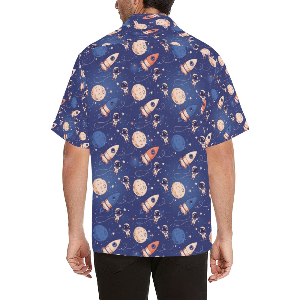 Space Astronaut Rocket Print Design LKS304 Men's Hawaiian Shirt